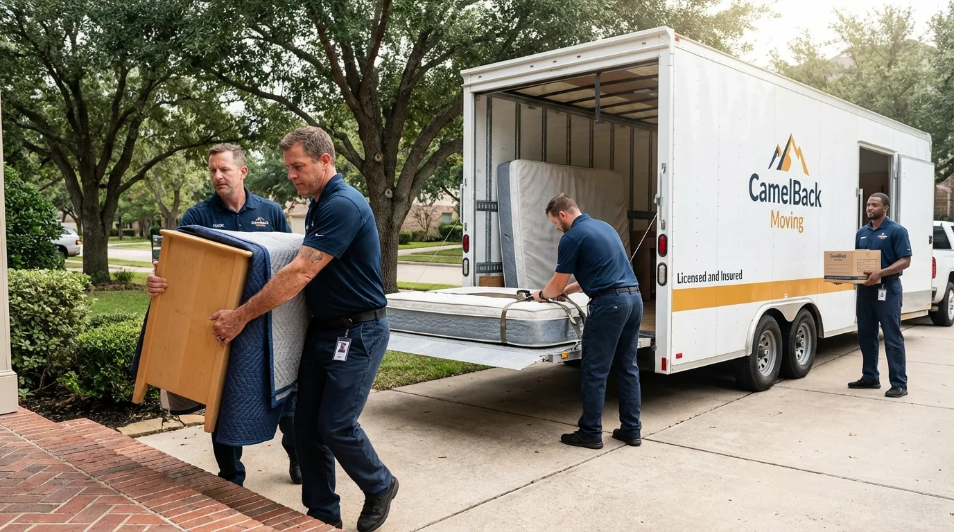 Crew loading residential truck for cross-state move from New Hope, AL