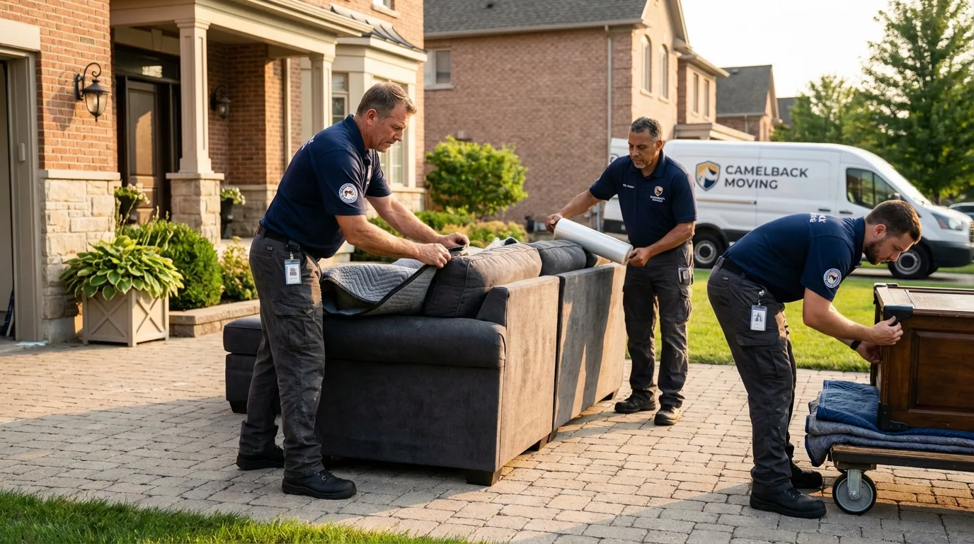 Large estate moving crew wrapping furniture in New Hope, AL